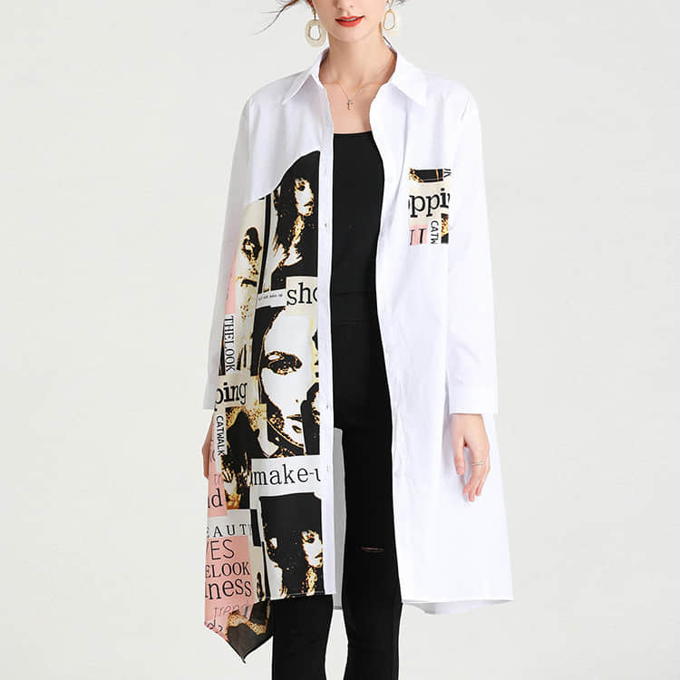 Women's plus size mid-length shirt  | IFAUN