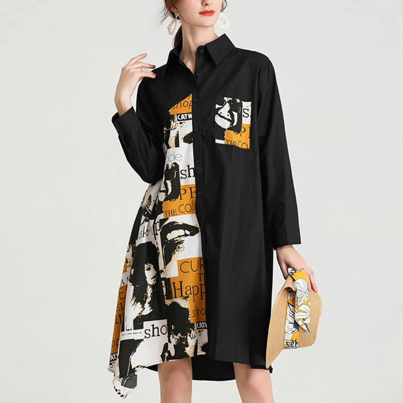 Women's plus size mid-length shirt Black / 4XL | IFAUN