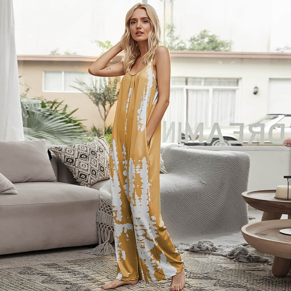 Women's V-neck suspenders Romper Yellow / XL | IFAUN