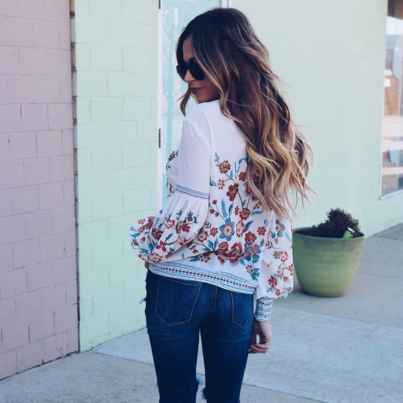 Loose chiffon shirt women's plus size round neck pullover long sleeve top  | IFAUN