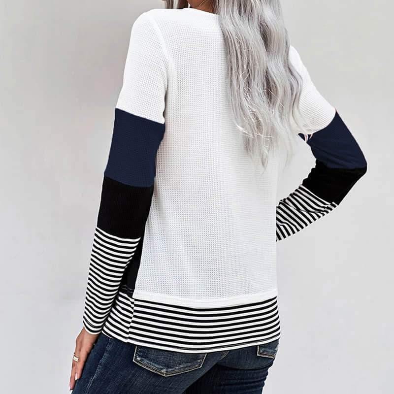 stitching long-sleeved top casual T-shirt  | IFAUN