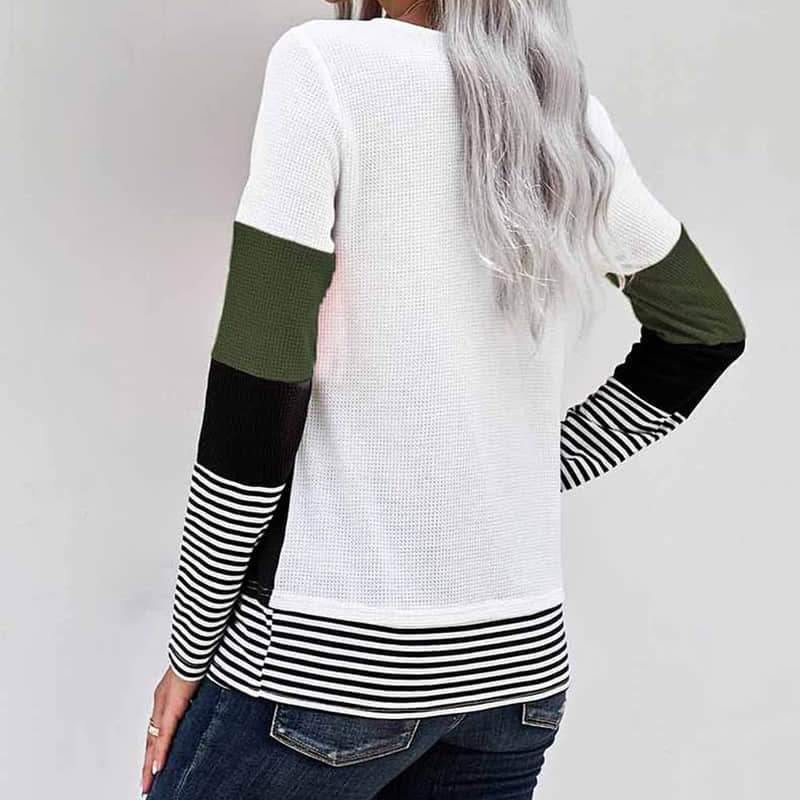 2021 stitching long-sleeved top casual T-shirt  | IFAUN