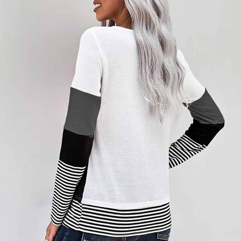2021 stitching long-sleeved top casual T-shirt  | IFAUN