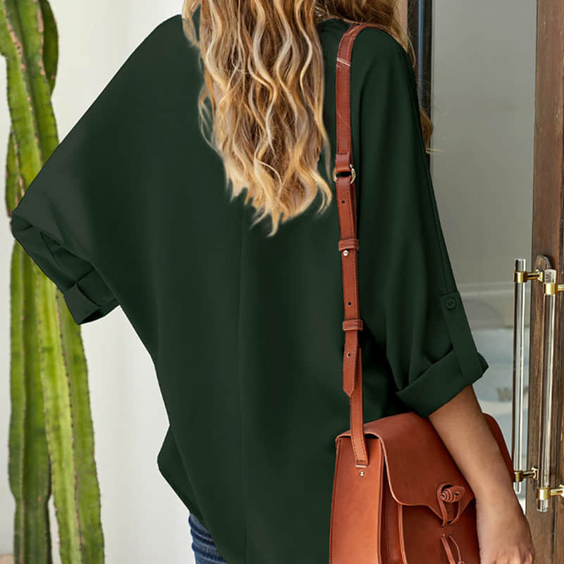 Women's solid color loose pullover shirt fashion top  | IFAUN