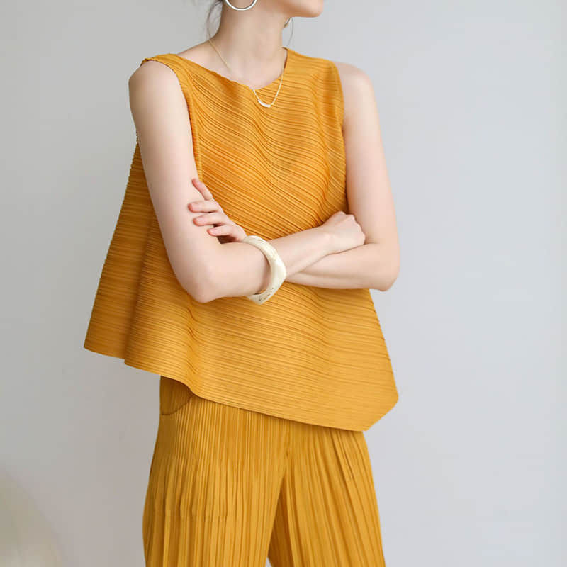 Fashion and simple temperament sleeveless round neck top T-shirt  | IFAUN