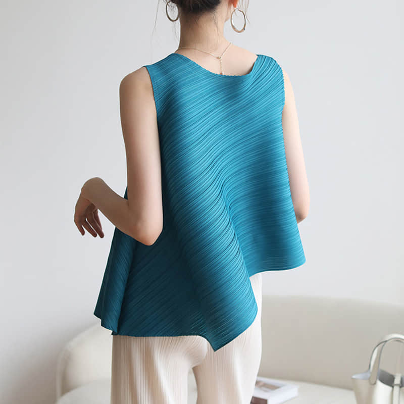 Fashion and simple temperament sleeveless round neck top T-shirt  | IFAUN