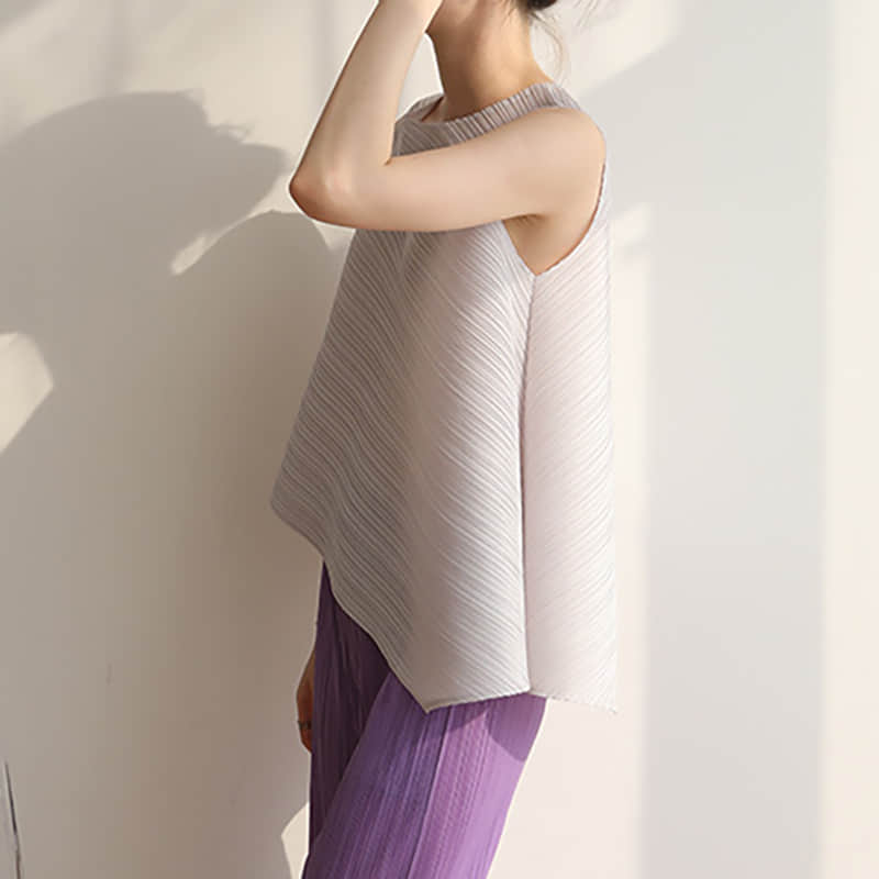 Fashion and simple temperament sleeveless round neck top T-shirt  | IFAUN