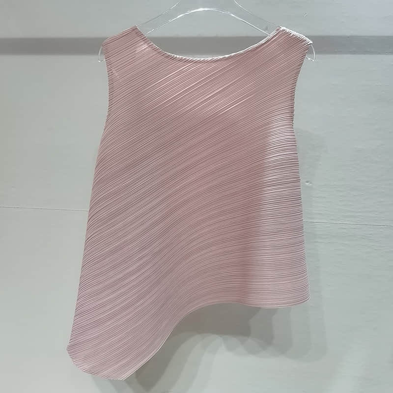 Fashion and simple temperament sleeveless round neck top T-shirt Pink / One Size | IFAUN