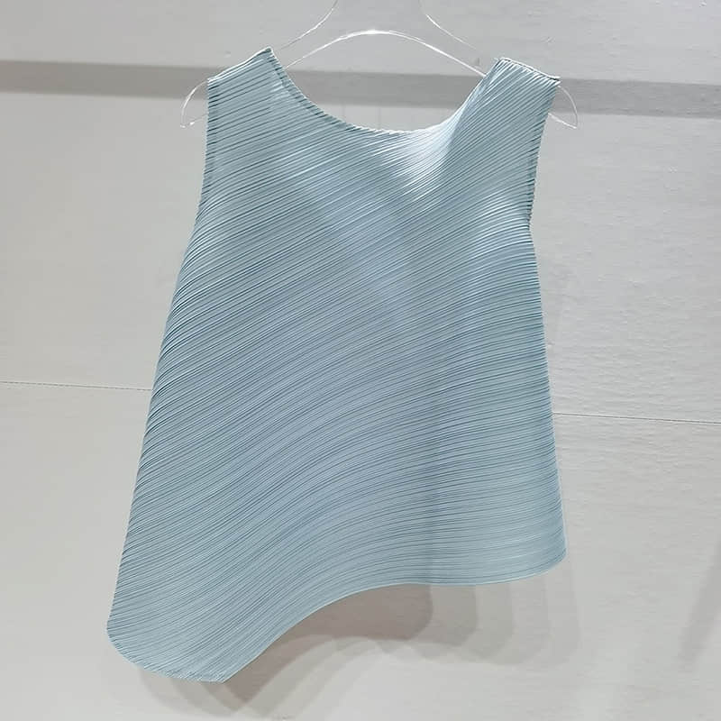 Fashion and simple temperament sleeveless round neck top T-shirt PaleTurquoise / One Size | IFAUN
