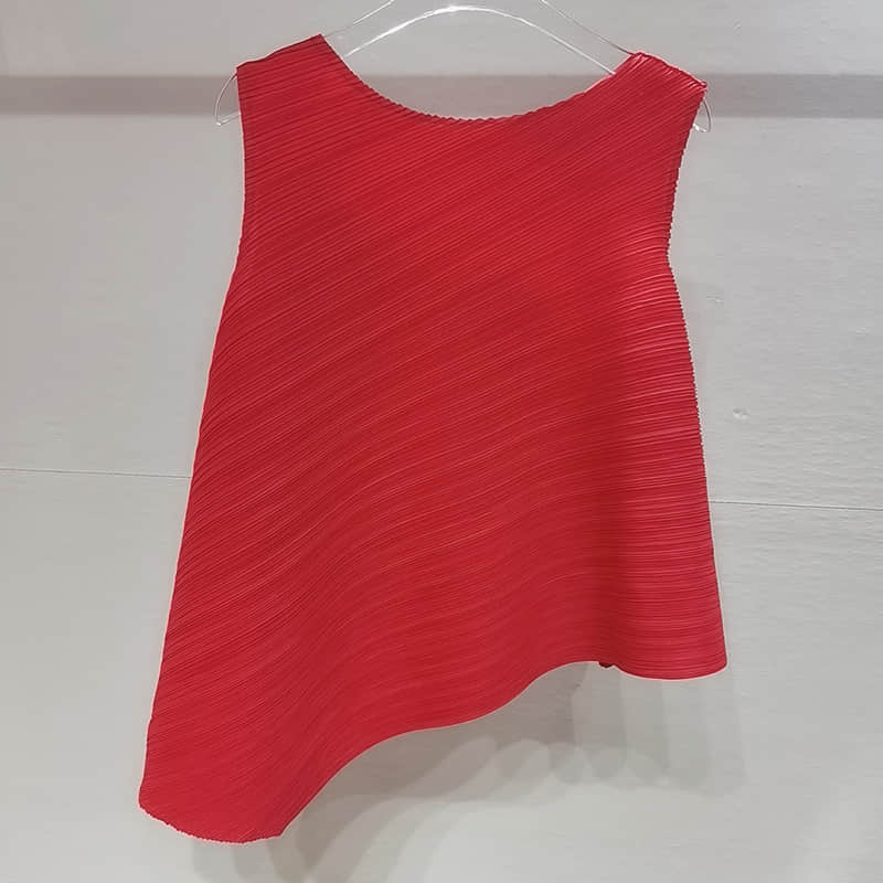 Fashion and simple temperament sleeveless round neck top T-shirt Red / One Size | IFAUN