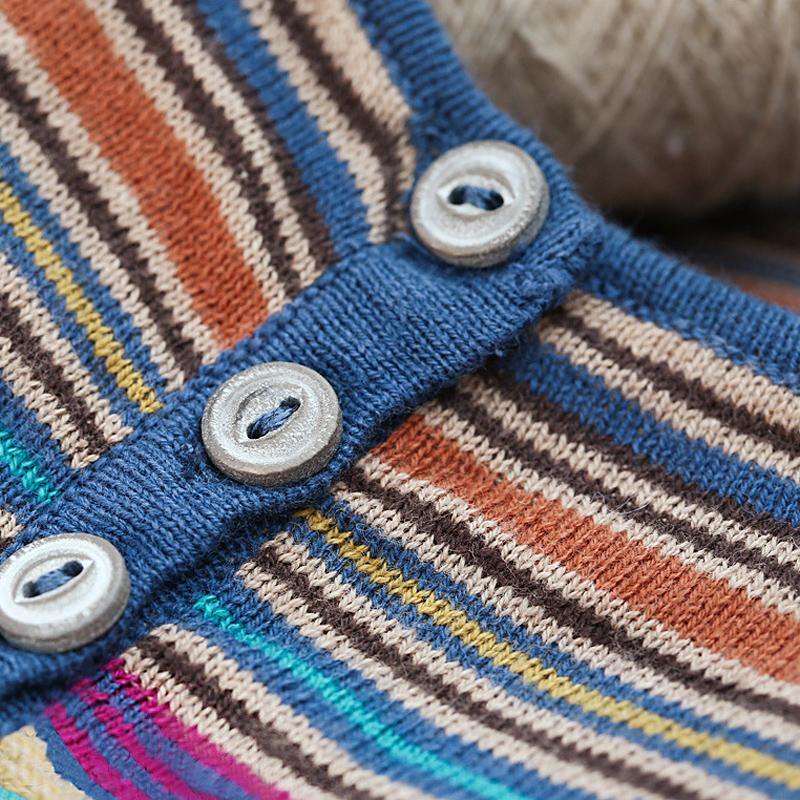 All-match stripe fashion sweater retro vest cotton and linen T-shirt  | IFAUN