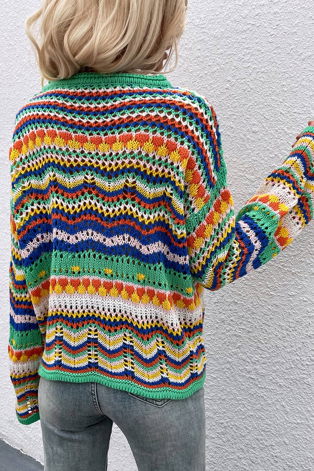 Round neck striped sweater for women