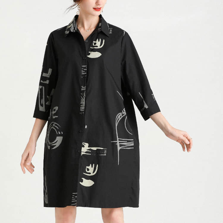 Women's new mid-length printed loose top  | IFAUN