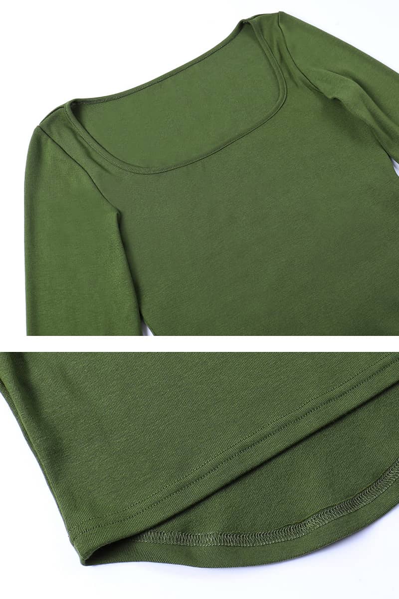 Knitted square neck long sleeve t-shirt