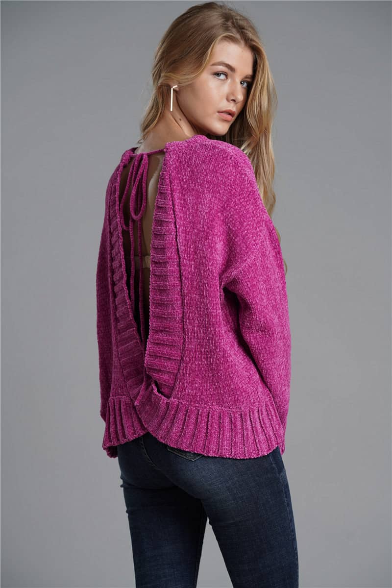 Backless Doll Sleeve Commuter Sweater