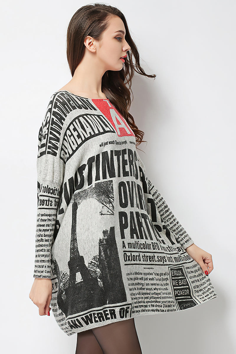 Women's plus size letter print pullover sweater  | IFAUN
