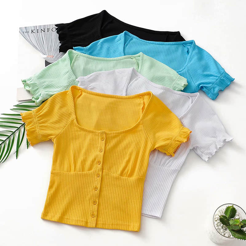 Women's round neck stitching short-sleeved T-shirt  | IFAUN