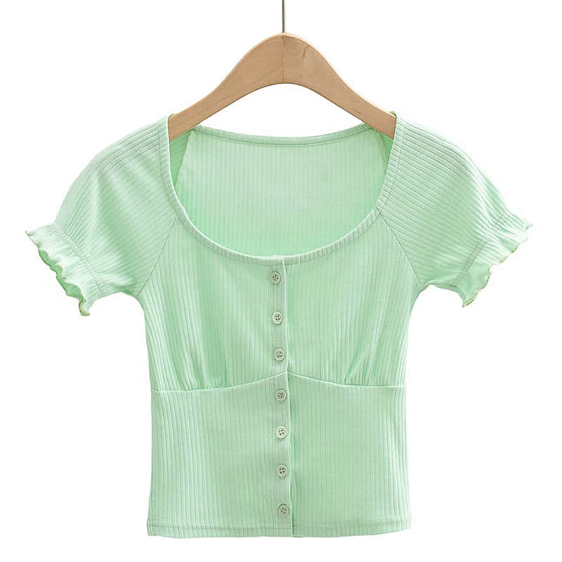 Women's round neck stitching short-sleeved T-shirt  | IFAUN