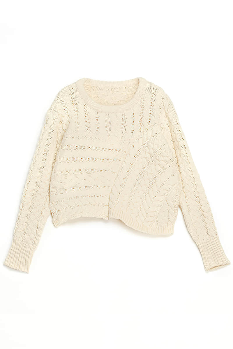 Women's twist pullover sweater White / One Size | IFAUN