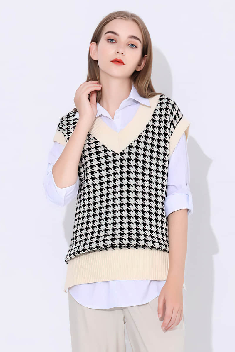 Knit sweater loose sweater vest White / M | IFAUN