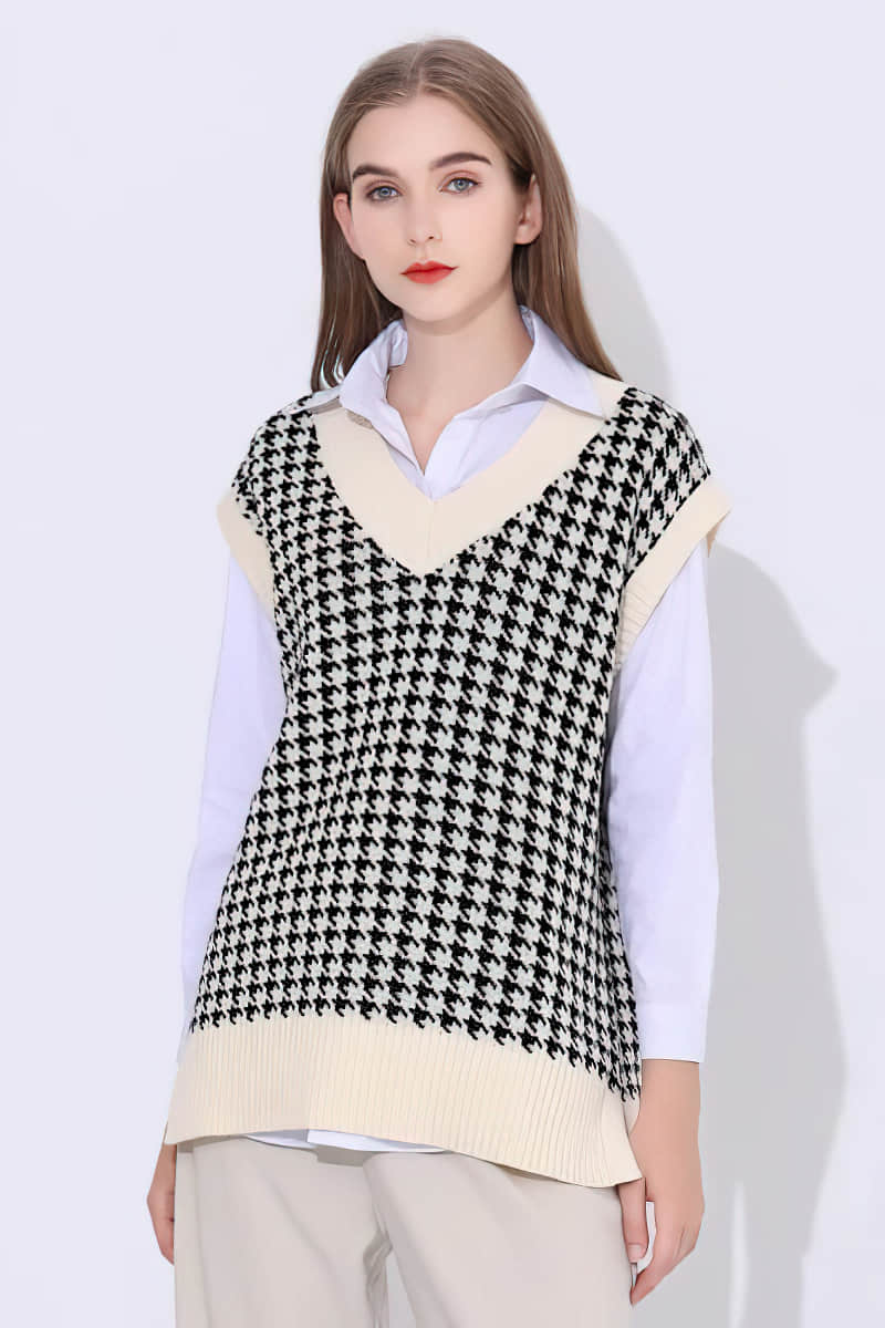 Knit sweater loose sweater vest White / L | IFAUN