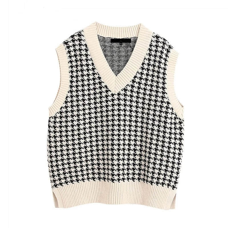 Knit sweater loose sweater vest White / S | IFAUN