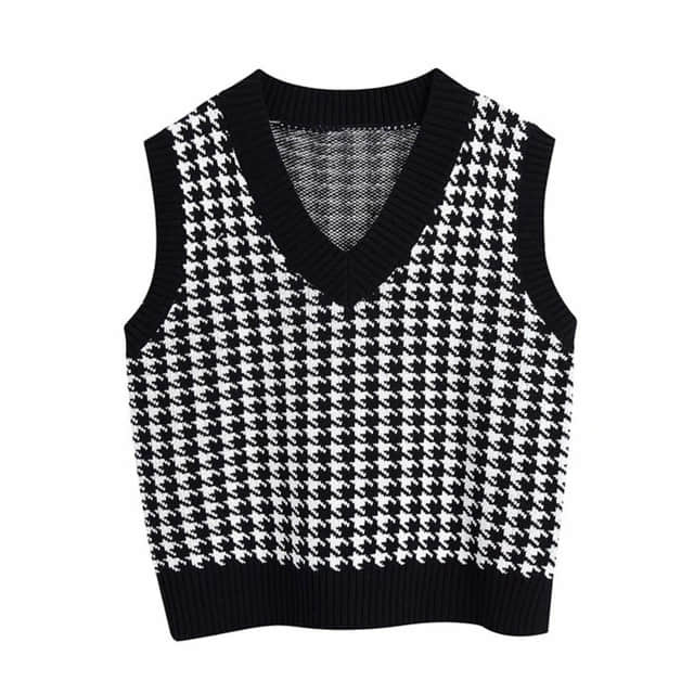 Knit sweater loose sweater vest Black / L | IFAUN