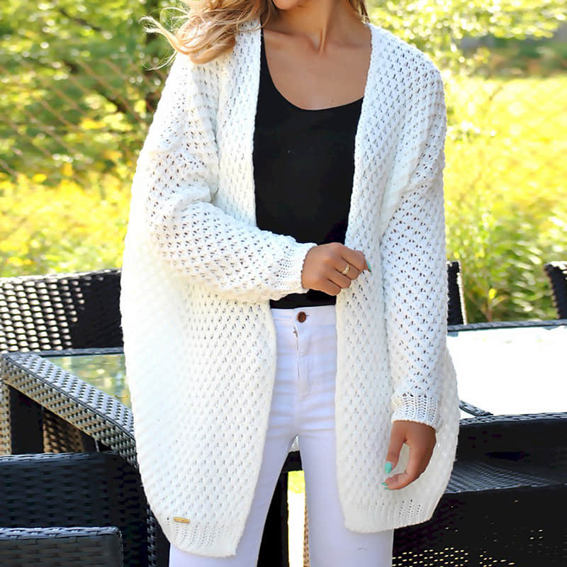 Cardigan loose knit sweater women White / 3XL | IFAUN