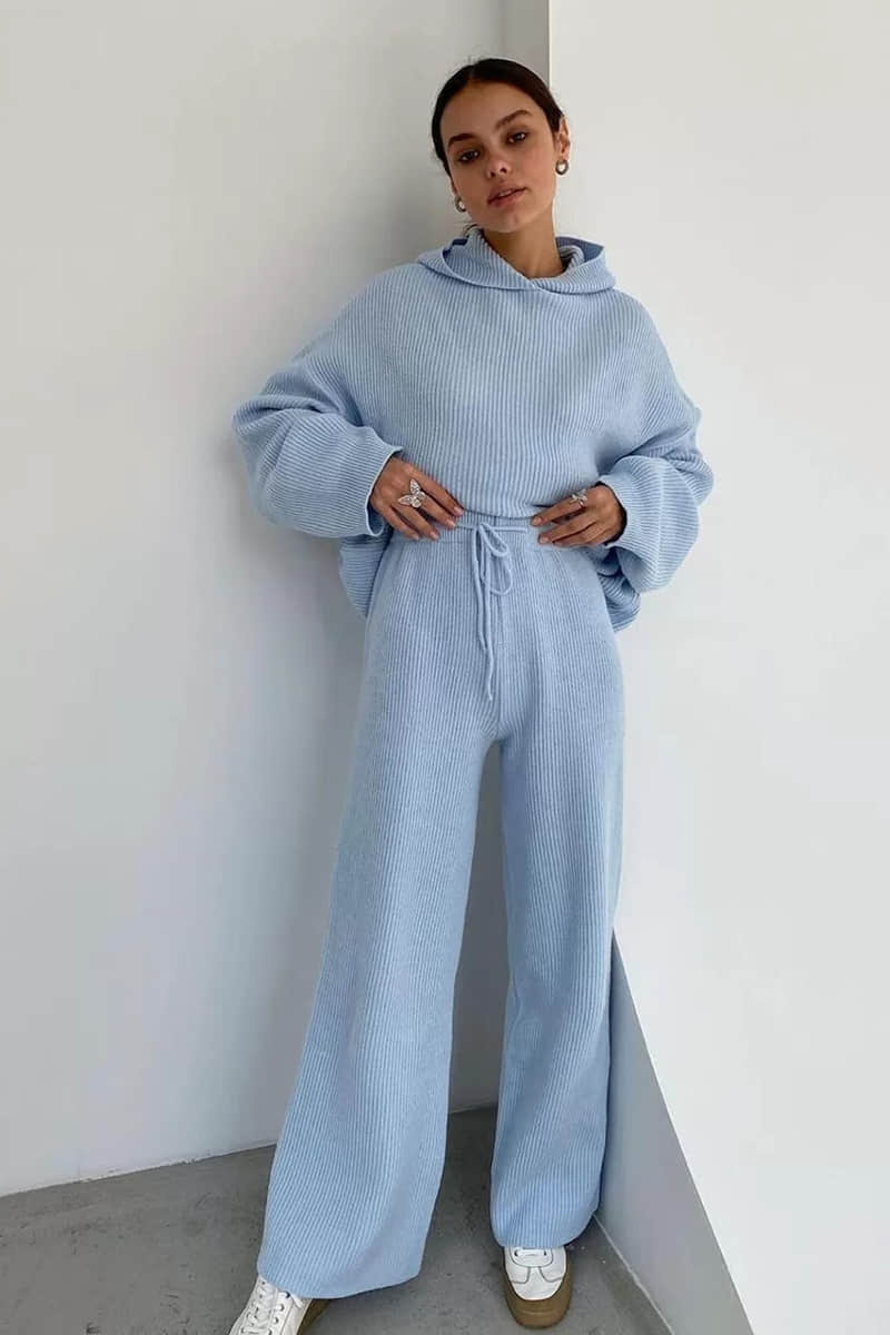 Two-piece fashion sports sweater suit women LightSkyBlue / 3XL | IFAUN