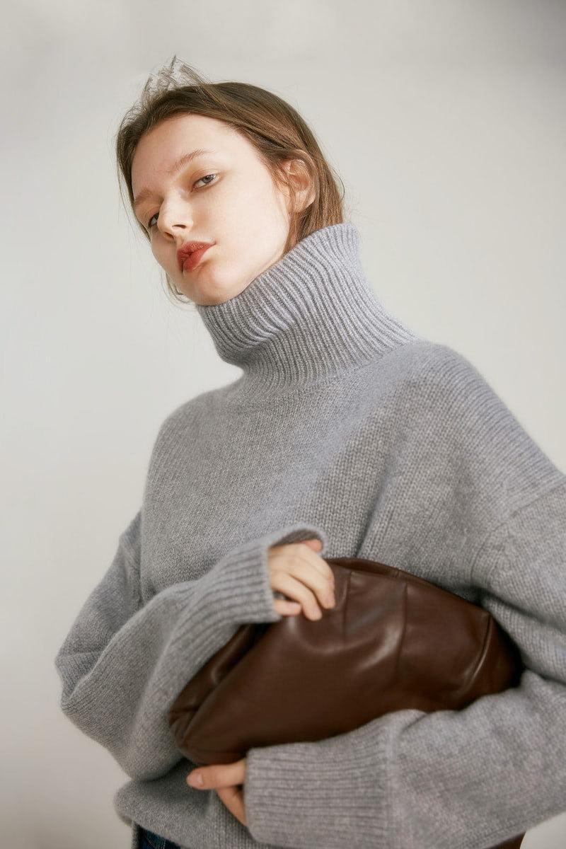 Thick Loose Slouchy Wool Turtleneck Sweater