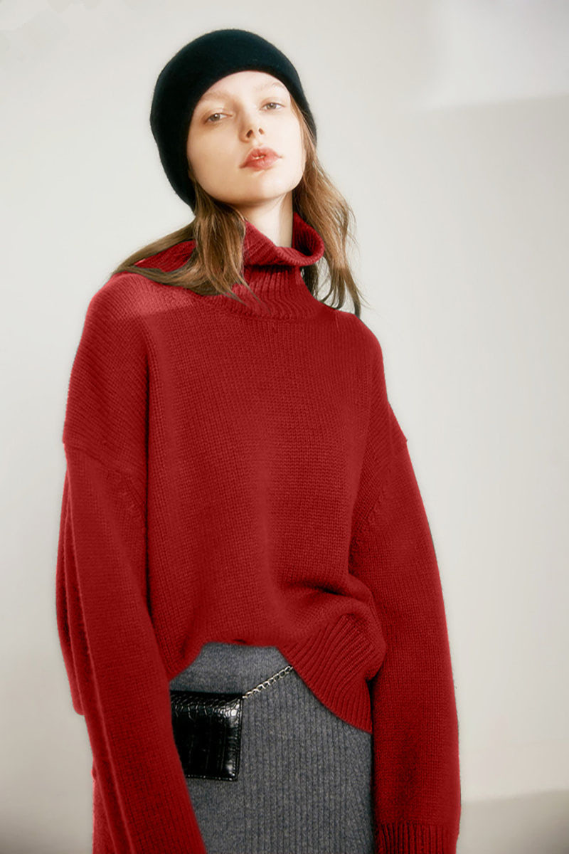 Thick Loose Slouchy Wool Turtleneck Sweater