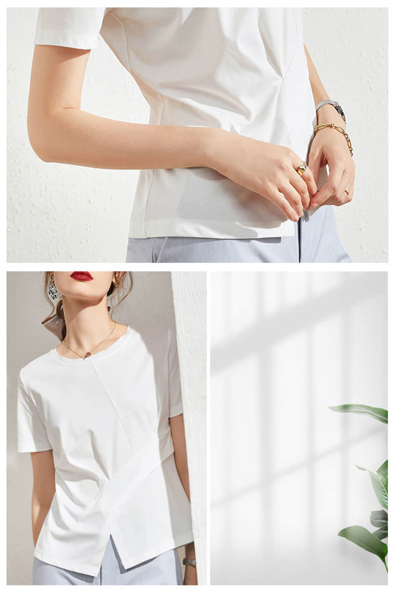 Fashion solid color split t-shirt  | IFAUN