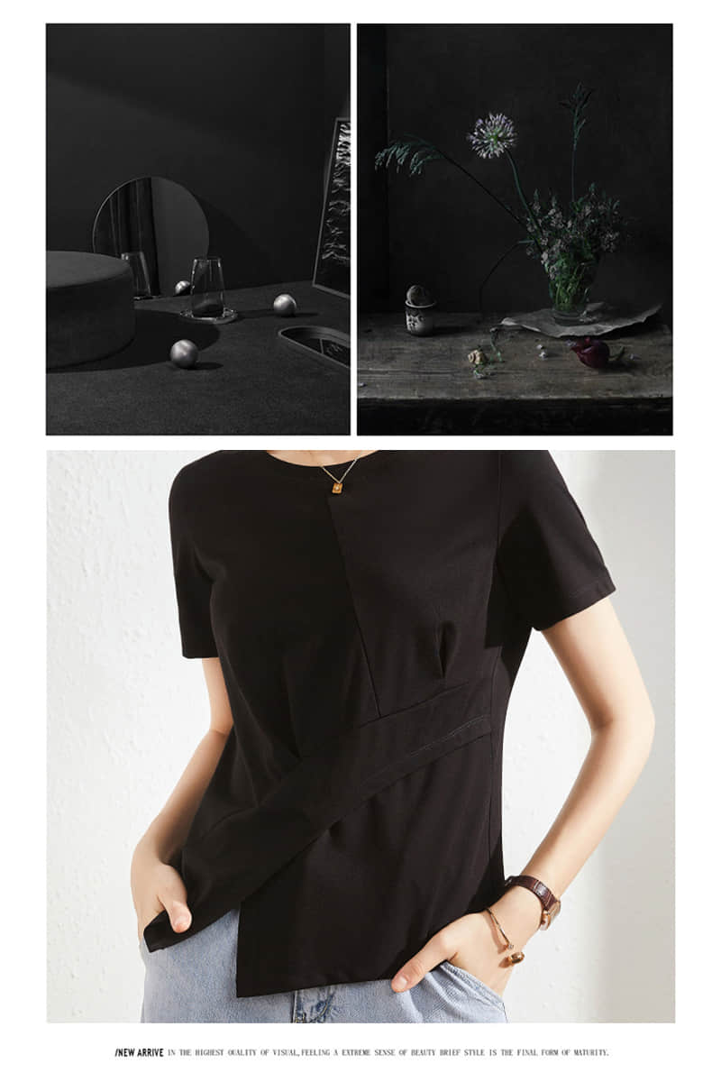 Fashion solid color split t-shirt  | IFAUN
