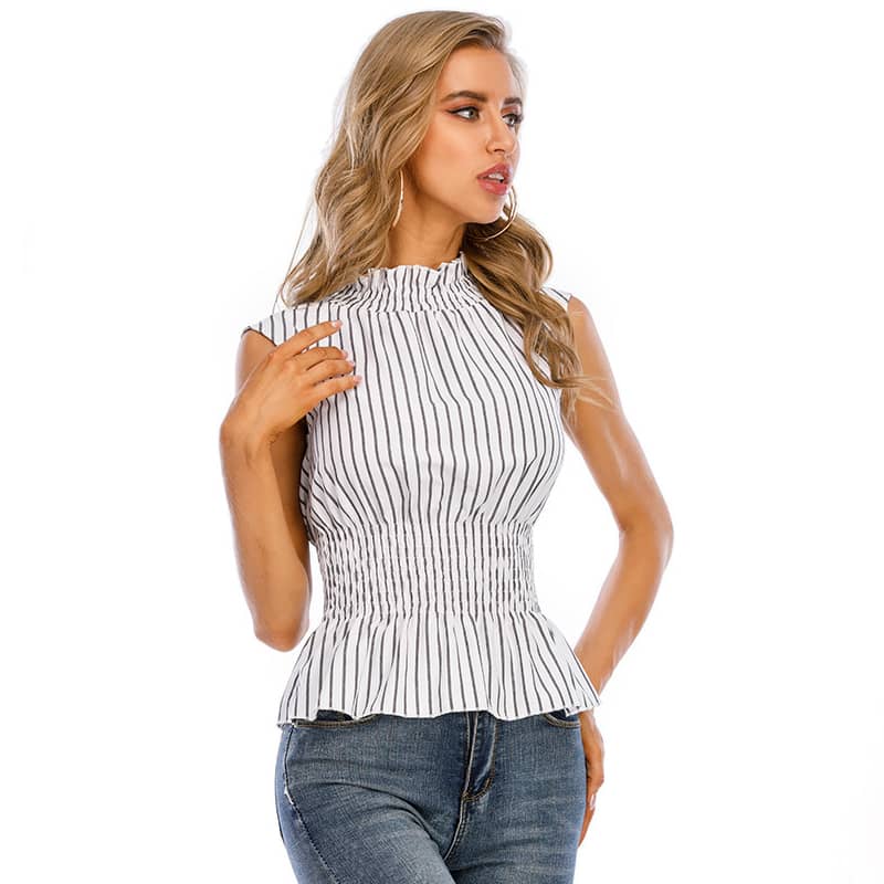 Women's sexy casual sleeveless striped T-shirt  | IFAUN