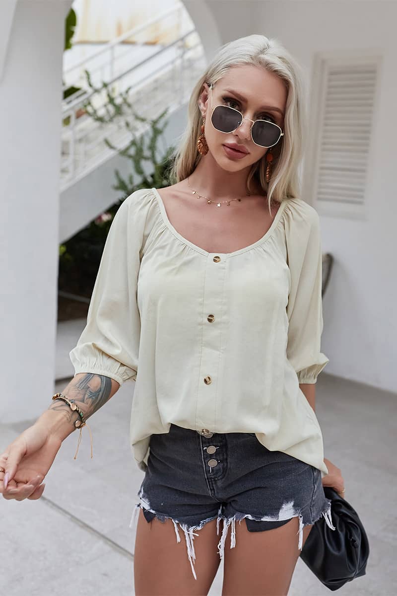 Summer women's loose thin shirt Apricot / L | IFAUN