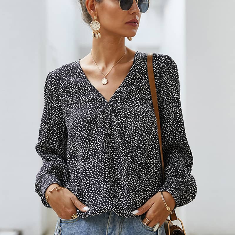 Trendy sexy long-sleeved T-shirt Black / M | IFAUN