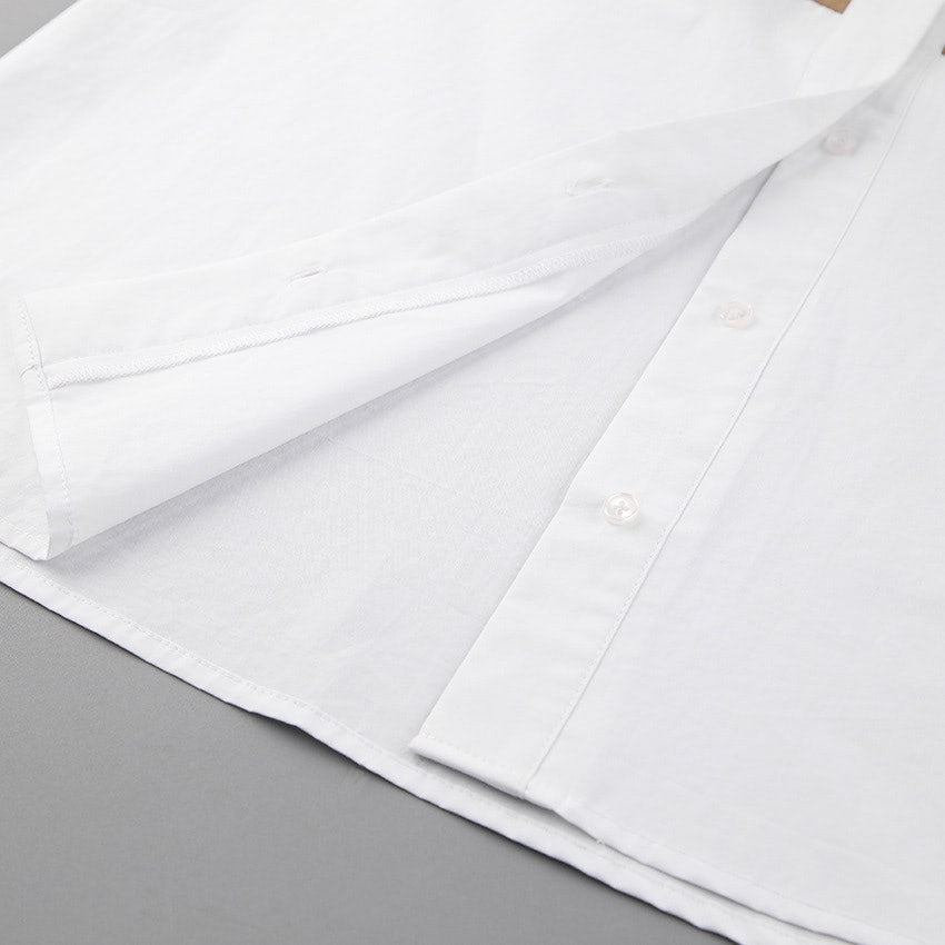 Patchwork PU loose mid-length shirt