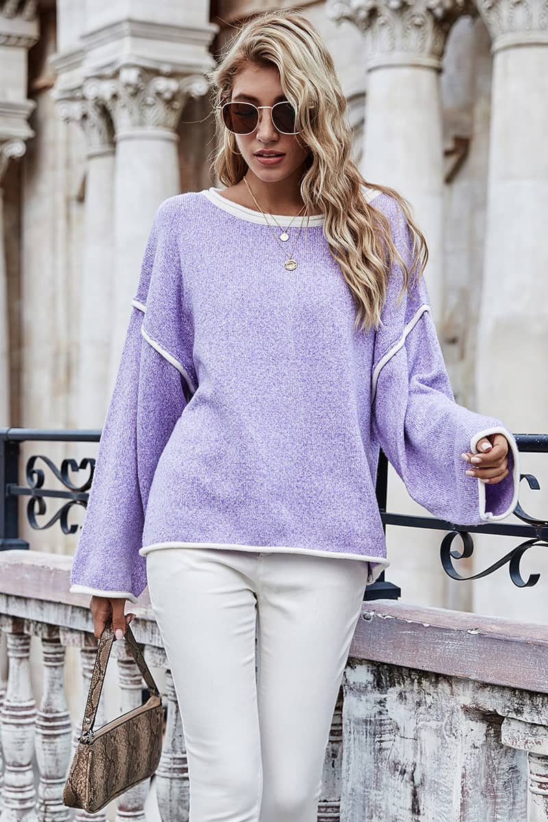 Crew Neck Sweater Loose Plus Size Fashion Women's Sweater