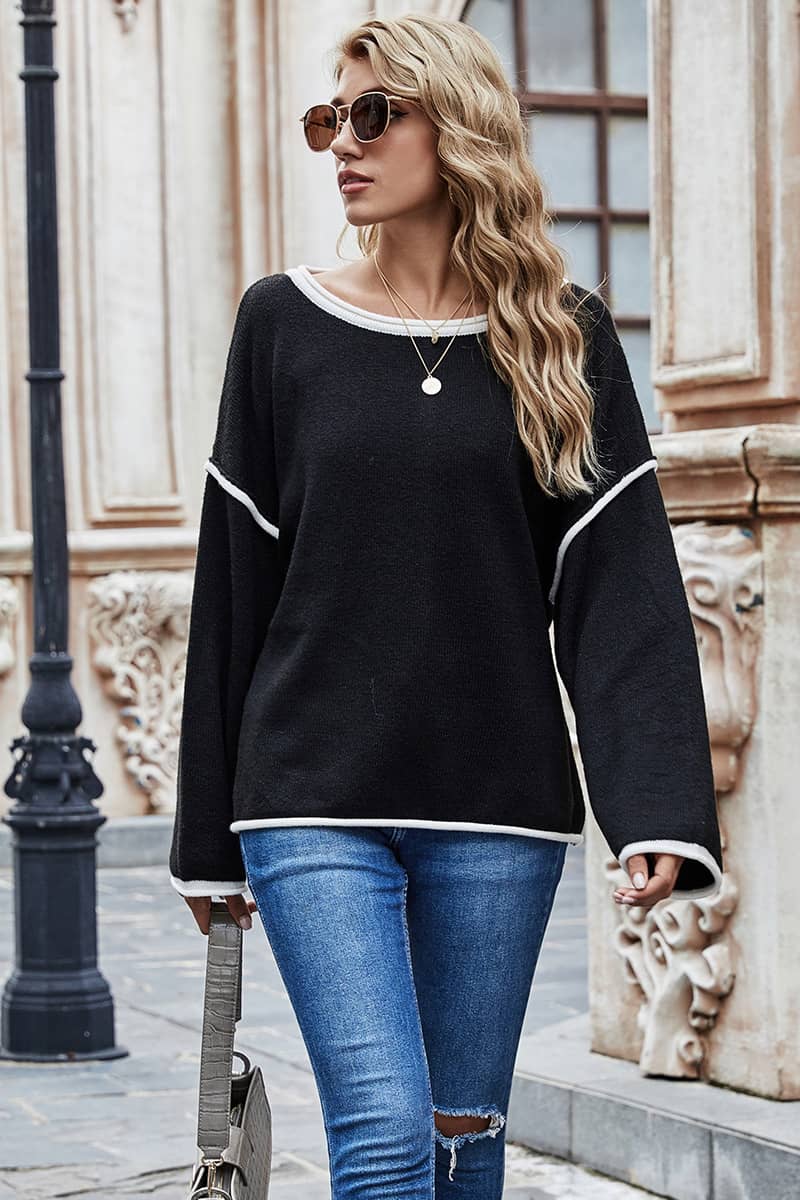 Crew Neck Sweater Loose Plus Size Fashion Women's Sweater