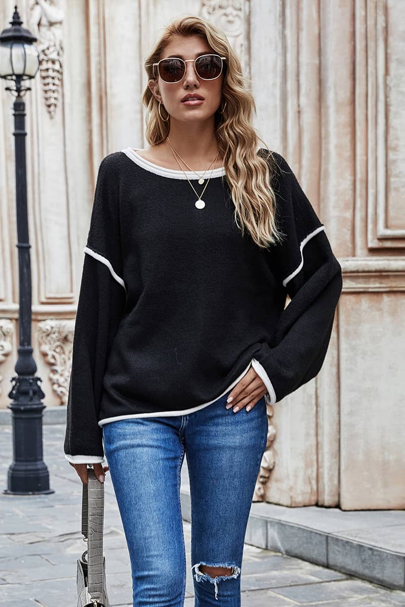 Crew Neck Sweater Loose Plus Size Fashion Women's Sweater