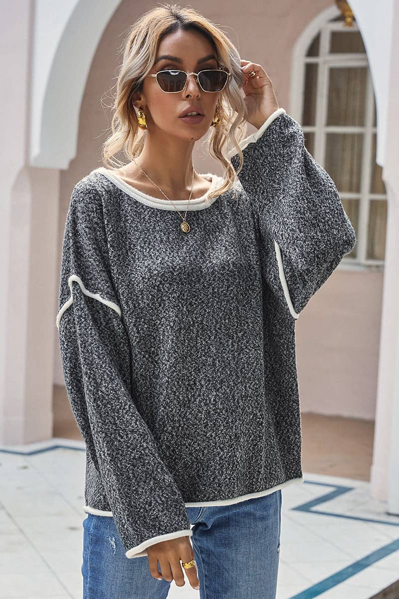 Crew Neck Sweater Loose Plus Size Fashion Women's Sweater
