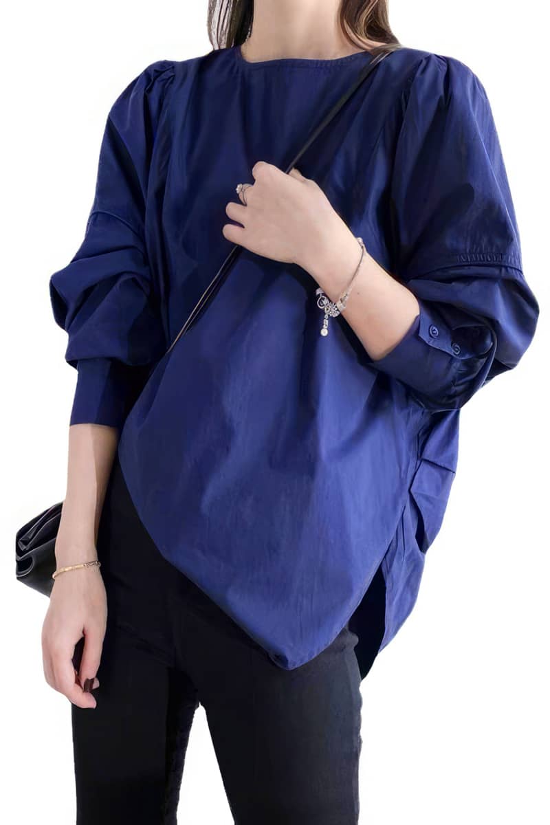 Irregular long-sleeved pullover top