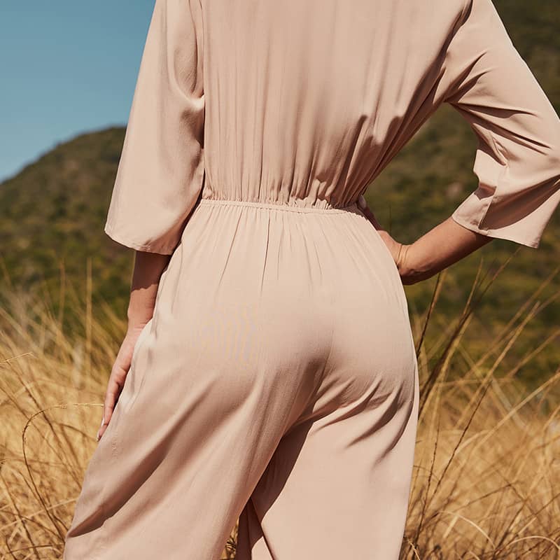 Women's three-quarter sleeve wide-leg jumpsuit  | IFAUN