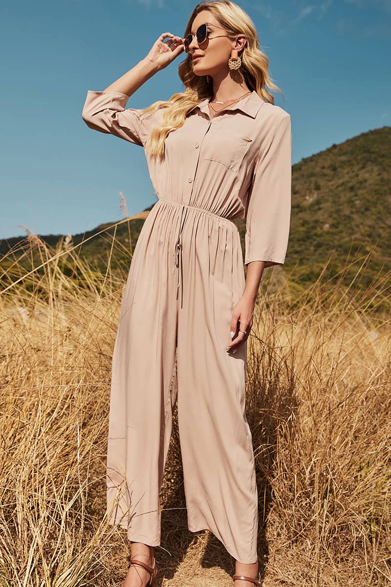 Women's three-quarter sleeve wide-leg jumpsuit M | IFAUN