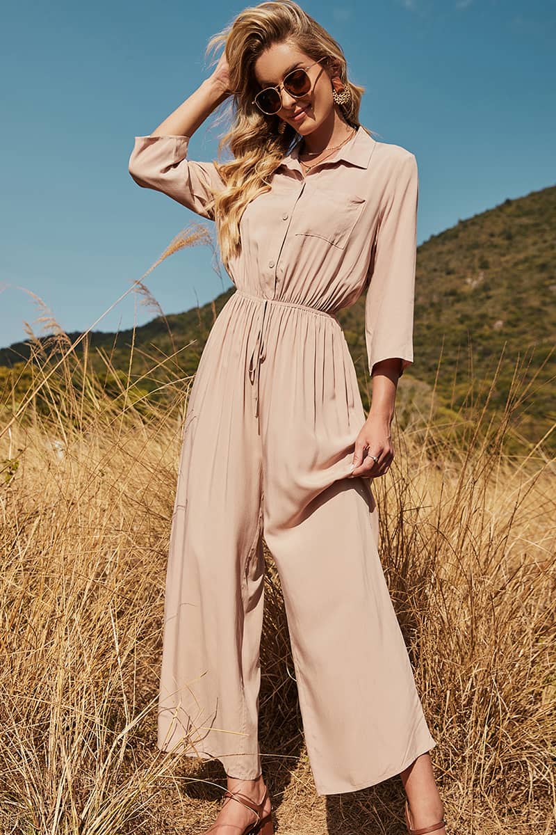 Women's three-quarter sleeve wide-leg jumpsuit XL | IFAUN