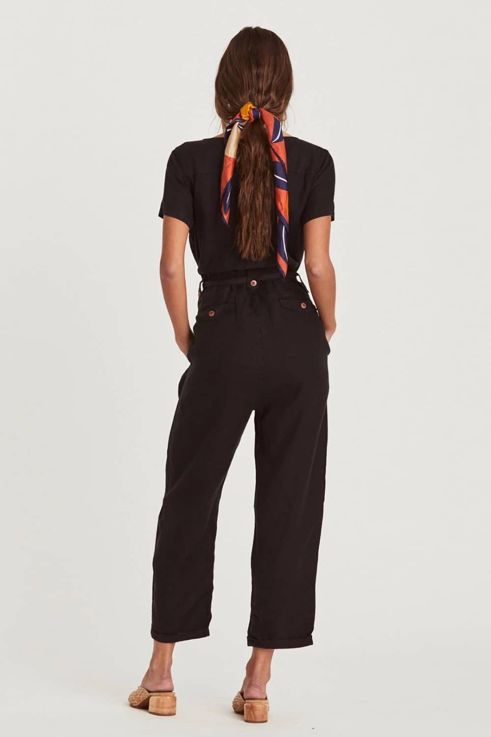 Single-breasted all-match cropped jumpsuit Black / XL | IFAUN