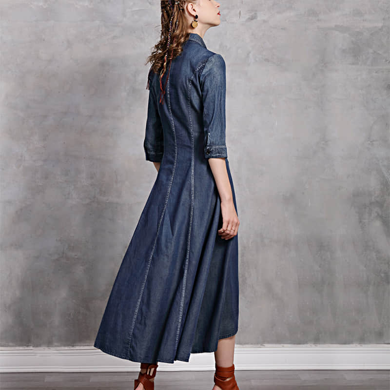 Woman's Spring retro embroidery slim dress 3XL | IFAUN