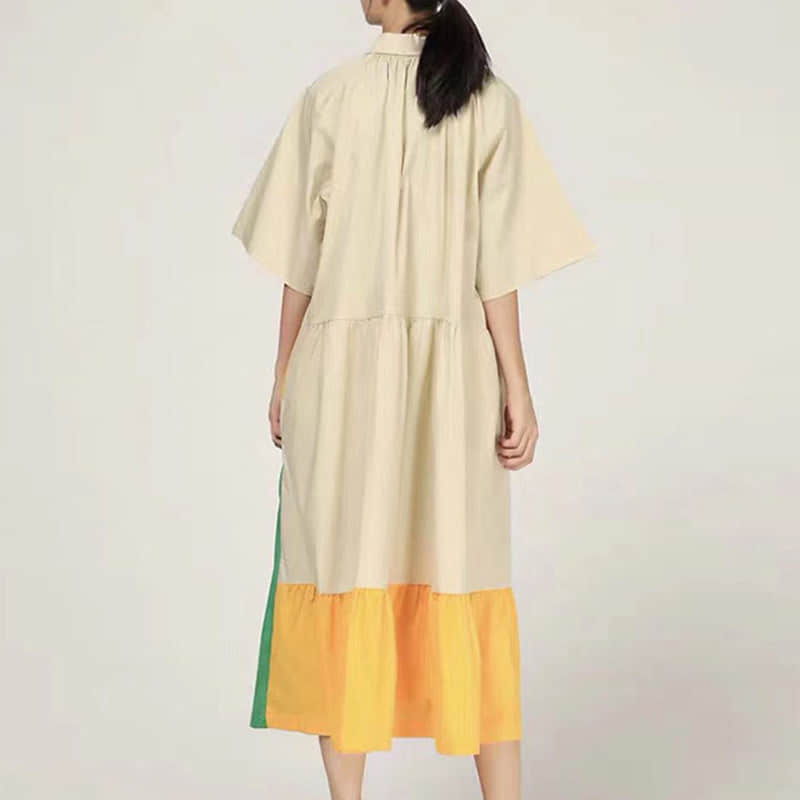Fashion Contrast stitching shirt dress  | IFAUN