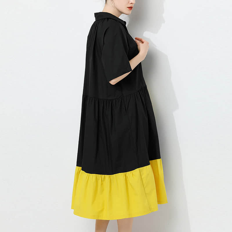 Fashion Contrast stitching shirt dress  | IFAUN