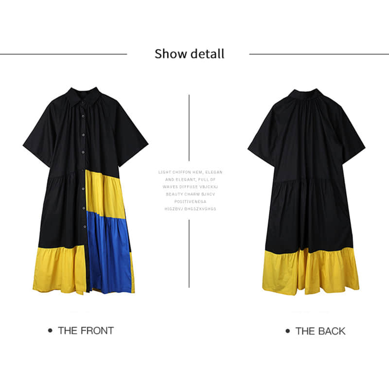 Fashion Contrast stitching shirt dress  | IFAUN